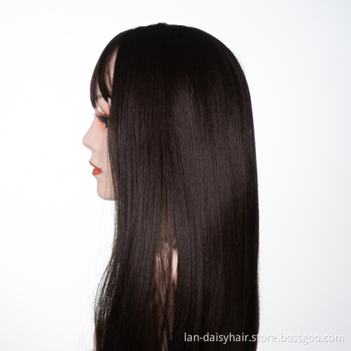 2021 Wholesale Price Long Silky Straight Natural Black Middle Part Lace Frontal Synthetic  Wigs For Black women